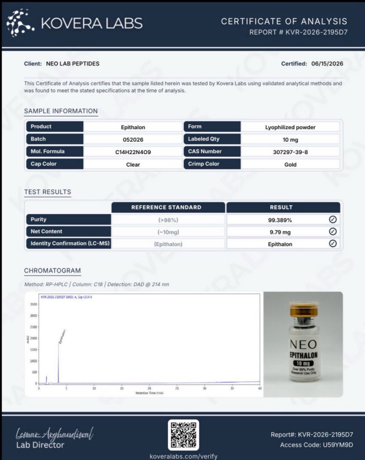 Certificate of Analysis - Epithalon - Batch 052026 - Kovera Labs